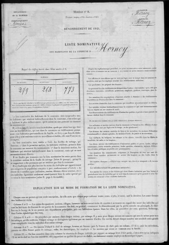 Recensement de la population : Hornoy-le-Bourg