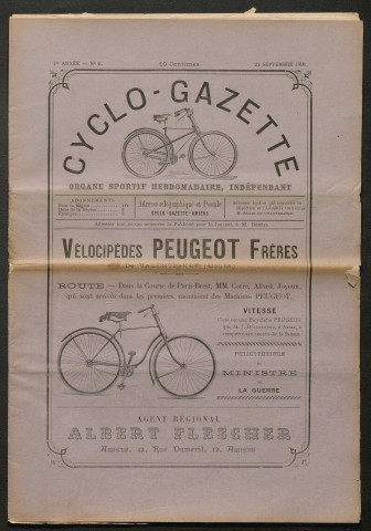 Cyclo-Gazette. Organe sportif hebdomadaire indépendant, numéro 6