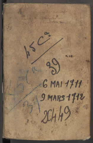 Contrôle des actes du bureau d’Amiens pour la période du 6 mai 1711 au 5 mars 1712