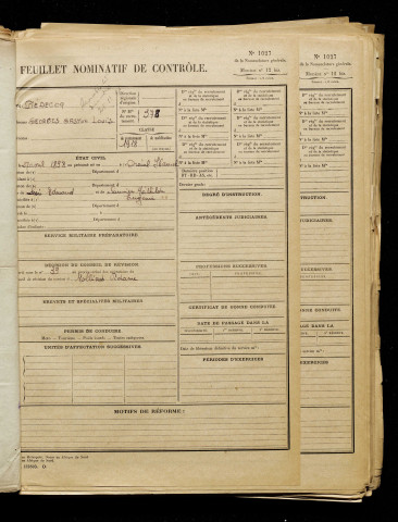 Piédecoq, Georges Gaston Louis, né le 27 avril 1898 à Airaines (Somme), classe 1918, matricule n° 378, Bureau de recrutement d'Amiens