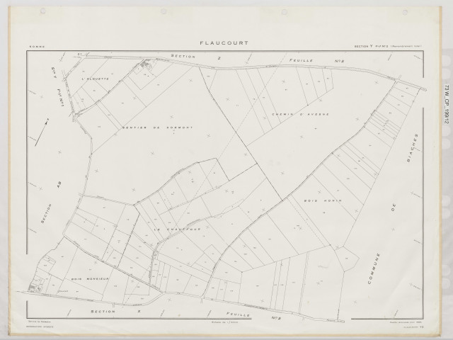 Plan du cadastre rénové - Flaucourt : section Y2