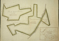"Plan de trois pièces de bois appartenant à l'abbaye du Mont-Saint-Quentin fait d'après l'arpentage qui en a été fait par Carré, arpenteur à Péronne, au mois de septembre 1782."
