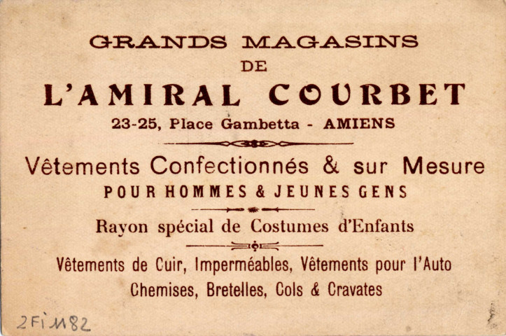 Grands magasins de l'Amiral Courbet 23-25 place Gambetta, Amiens. Image publicitaire "Louvre - J.B. Hilair - La lecture"