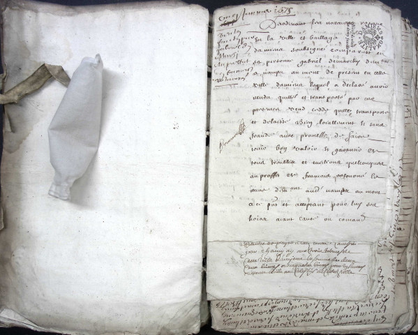 Etude de Me Pierre Lagrene à Amiens (étude n°4). Minutes des années 1675-1676