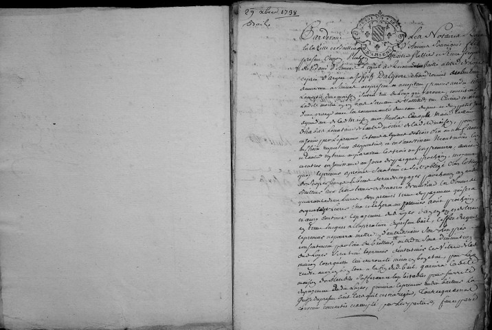 Etude de Me Grégoire Rault à Amiens (étude n°21). Minutes de l'année 1738