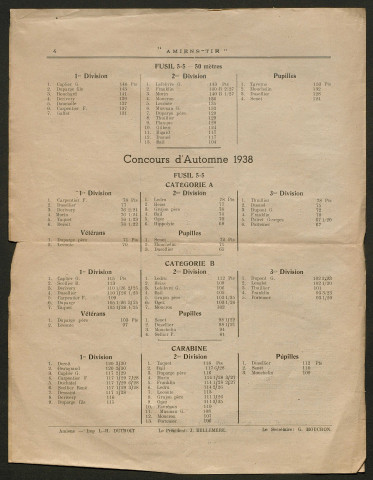 Amiens-tir, organe officiel de l'amicale des anciens sous-officiers, caporaux et soldats d'Amiens, numéro 48 (janvier 1939)