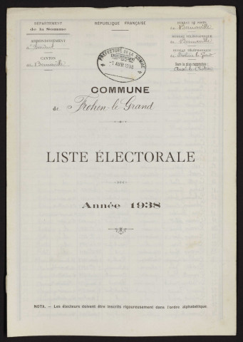 Liste électorale : Frohen-sur-Authie (Frohen-le-Grand)