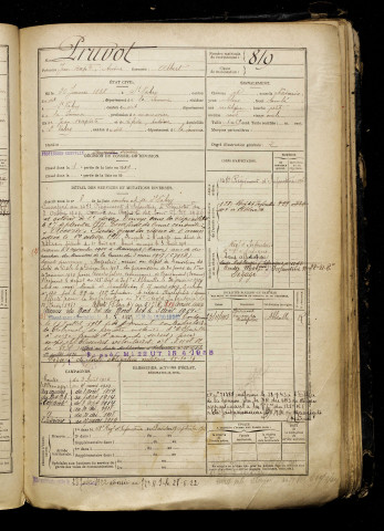 Pruvot, Jean Baptiste Arsène, né le 26 janvier 1888 à Saint-Valery-sur-Somme (Somme), classe 1908, matricule n° 819, Bureau de recrutement d'Abbeville