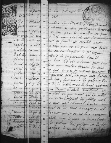 Chapelle d'Ailly-sur-Somme : Charte de fondation par Jehan, sire d'Ailly sur Somme (1257, copie de 1702). Sentence condamnant Charles d'Ailly, duc de Chaulnes, à payer au chanoine de Picquigny et chapelain d'Ailly, la somme que celui-ci doit percevoir sur la recette d'Ailly (1690). Extraits du registre aux saisines de la baronnie de Picquigny (1693-1715). Mémoire sur le différent entre le curé d'Ailly et celui de Picquigny (XVIIIe siècle). Baux des terres de la chapelle (1764)