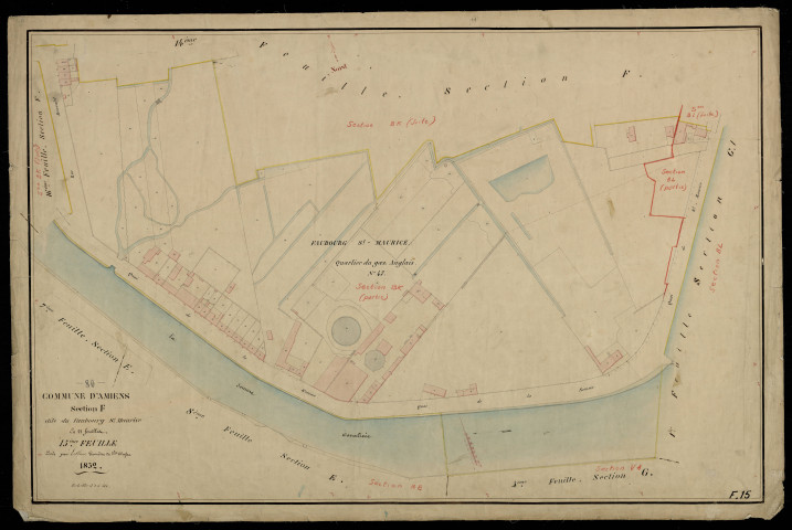 Plan du cadastre napoléonien - Amiens : Faubourg Saint Maurice (Le), F15