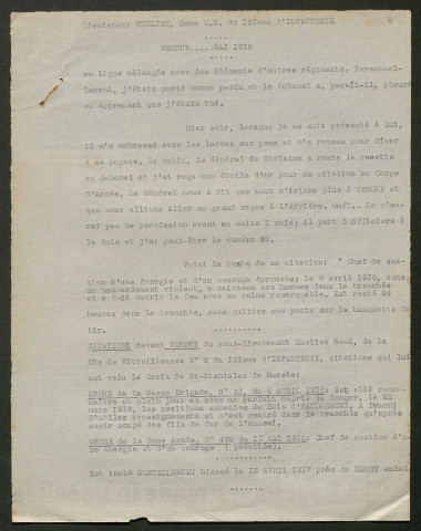 Témoignage de Hucliez, René (Lieutenant) et correspondance avec Jacques Péricard