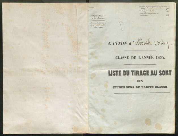 Tirage au sort (arrondissement d'Abbeville) de l'année 1853