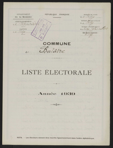 Liste électorale : Balâtre