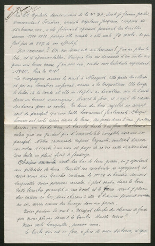 Témoignage de Gaignaux, Arthur (Sergent fourrier) et correspondance avec Jacques Péricard