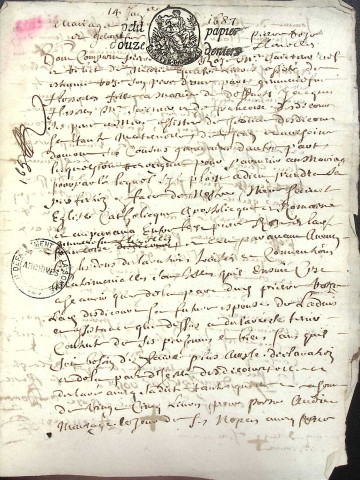 Etude de Me Pierre Trencart à Amiens (étude n°7). Minutes de l'année 1687