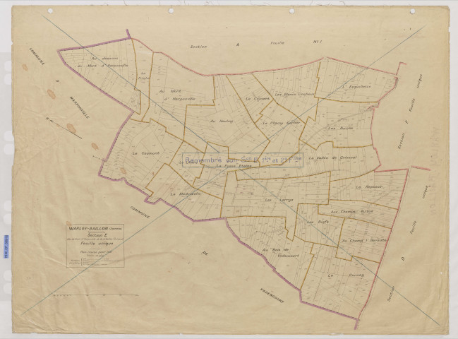 Plan du cadastre rénové - Warloy-Baillon : section E