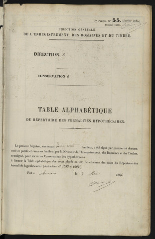 Table alphabétique du répertoire des formalités, de Corbin à Courbere, registre n° 30 (Abbeville)