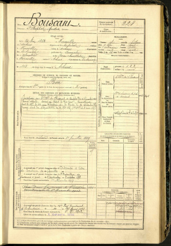 Bouscant, Jean Baptiste Anastase, né le 24 juin 1863 à Forceville (Somme, France), classe 1883, matricule n° 228, Bureau de recrutement d'Abbeville