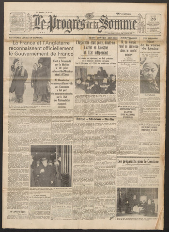 Le Progrès de la Somme, numéro 21710, 28 février 1939