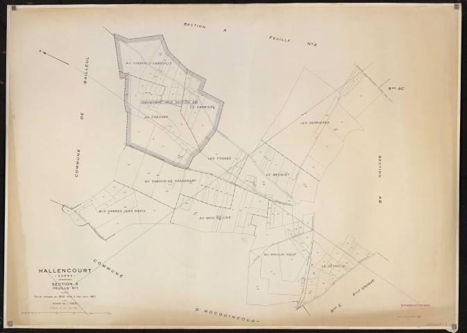 Plan du cadastre rénové - Hallencourt : section A1