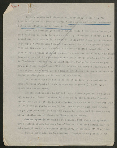 Témoignage de Comte, P. et correspondance avec Jacques Péricard