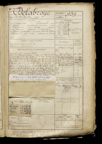 Delabroye, Camille Augustin Auguste, né le 05 mars 1890 à Friaucourt (Somme), classe 1910, matricule n° 939, Bureau de recrutement d'Abbeville