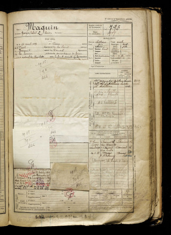 Maguin, Georges Robert Louis, né le 24 avril 1898 à Paris 6e Arrondissement (Paris), classe 1918, matricule n° 795, Bureau de recrutement d'Abbeville