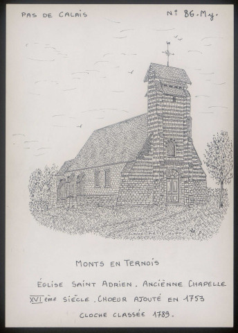 Monts-en-Ternois (Pas-de-Calais) : église Saint-Adrien - (Reproduction interdite sans autorisation - © Claude Piette)