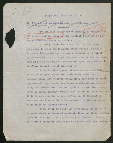 Témoignage de Gillet, Albert (Sergent) et correspondance avec Jacques Péricard