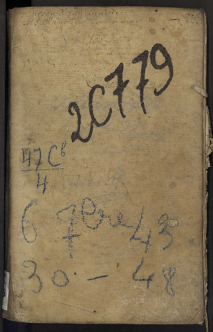 Centième denier du bureau d'Andainville pour la période du 6 septembre 1743 au 27 septembre 1748