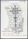 Soreng (commune de Monchaux-Soreng, Seine-Maritime) : vieille croix de fer sur le mur nord du choeur de l'église - (Reproduction interdite sans autorisation - © Claude Piette)