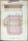 Construction du château d'eau : plan de la structure de maçonnerie et de pieux de bois dressé par l'ingénieur Belidor