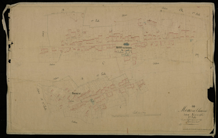 Plan du cadastre napoléonien - Estrees-Mons (Mons-en-Chaussée) : Chef-lieu (Le), A2