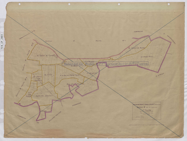 Plan du cadastre rénové - Guyencourt-Saulcourt : section B1