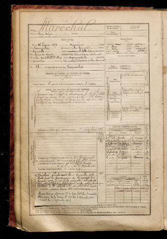Maréchal, Léon Régis, né le 24 février 1873 à Maisnières (Somme), classe 1893, matricule n° 1306, Bureau de recrutement d'Abbeville