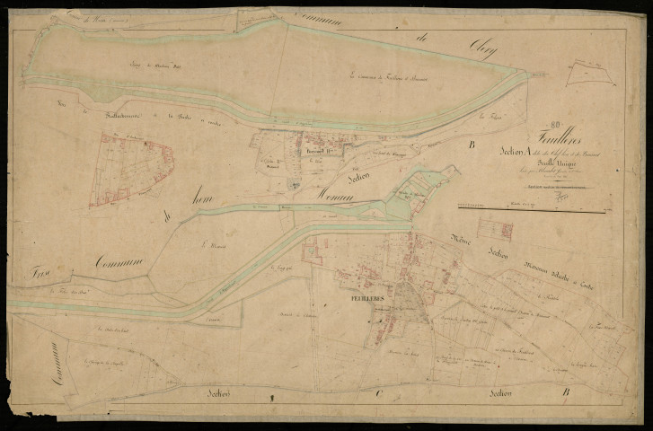 Plan du cadastre napoléonien - Feuilleres : Chef-lieu (Le) ; Buscourt, A et parties développées de A