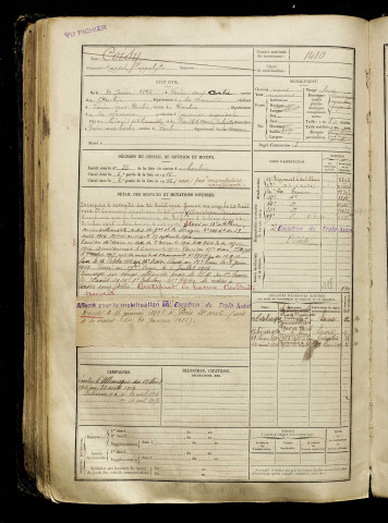 Coisy, Marcel Hippolyte, né le 30 juin 1896 à Vaire-sous-Corbie (Somme), classe 1916, matricule n° 1410, Bureau de recrutement d'Amiens