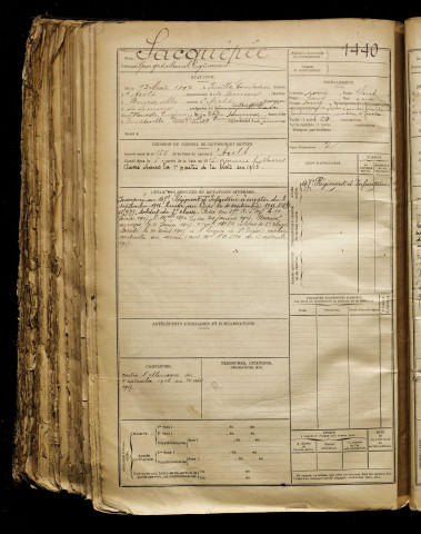 Sacquépée, Georges Marcel Eugène, né le 13 mai 1897 à Friville-Escarbotin (Somme), classe 1917, matricule n° 1440, Bureau de recrutement d'Amiens