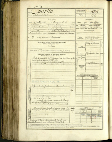 Courtin, Edmond Isaïe, né le 31 juillet 1860 à Fontaine-le-Sec (Somme, France), classe 1880, matricule n° 888, Bureau de recrutement d'Amiens