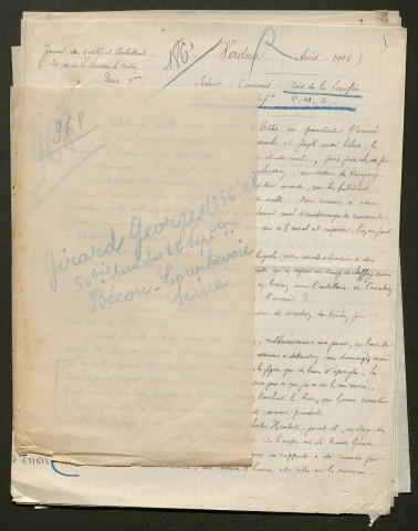 Témoignage de Girard, Georges et correspondance avec Jacques Péricard