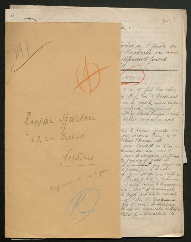 Témoignage de Garsou, Prosper (Caporal) et correspondance avec Jacques Péricard