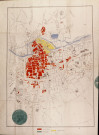 Plan de la ville d'Amiens portant indication des zones détruites durant la guerre 1939-1945 et des projets de construction de cités ouvrières