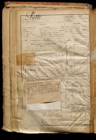 Patte, Oscar François, né le 05 octobre 1872 à Doullens (Somme), classe 1892, matricule n° 101, Bureau de recrutement d'Abbeville