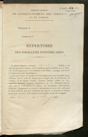 Répertoire des formalités hypothécaires, du 20/01/1885 au 04/05/1885, registre n° 288 (Péronne)