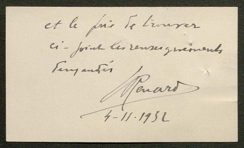 Témoignage de Renard (Abbé), Louis (Caporal) et correspondance avec Jacques Péricard