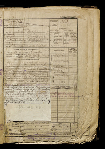 Crépin, Charles Joseph Théophile, né le 25 novembre 1900 à Maisnières (Somme), classe 1920, matricule n° 503, Bureau de recrutement d'Abbeville