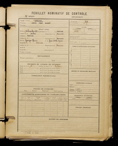 Brunel, Lucien Léon André, né le 16 novembre 1898 à Fouilloy (Somme), classe 1918, matricule n° 173, Bureau de recrutement d'Amiens