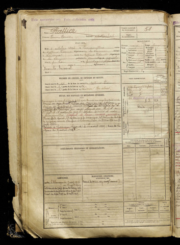Rattier, Henri Homère, né le 05 octobre 1896 à Quevauvillers (Somme), classe 1916, matricule n° 58, Bureau de recrutement d'Amiens