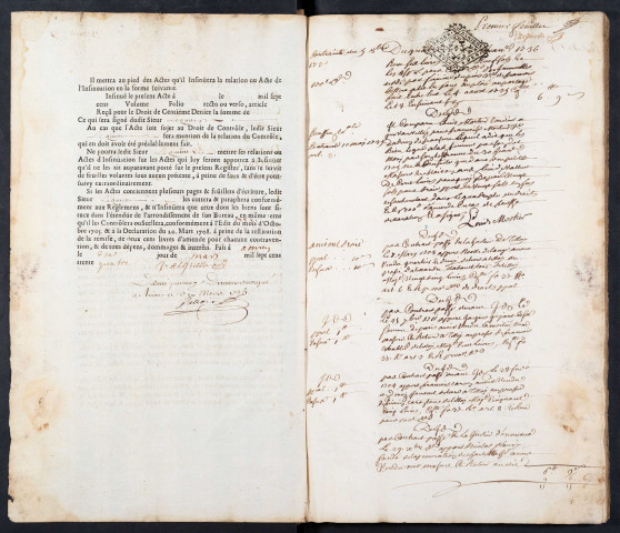 Centième denier du bureau de Conty pour la période du 4 janvier 1736 au 23 septembre 1738