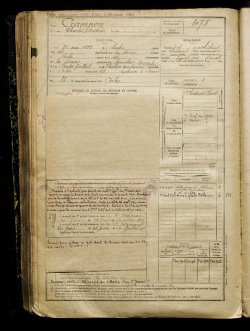 Crampon, Charles Aristide, né le 21 mai 1882 à Corbie (Somme), classe 1902, matricule n° 478, Bureau de recrutement d'Amiens